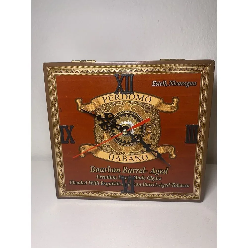 PERDOMO HABANO BOURBON BARREL-AGED MADURO GORDO CIGAR BOX CLOCK FROM NICARAGUA